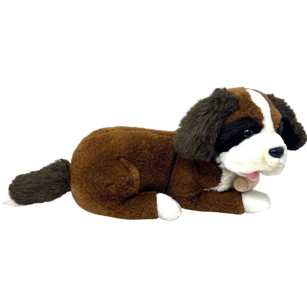 St Bernard Stuffed Animal 14" Puppy Dog Wood Barrel‎ Collar Plush Creations Inc